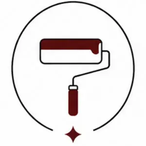 Icon of a paint roller spreading red paint inside a circle.