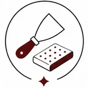 Cartoon cheese knife and a block of holey cheese inside a circular badge, with a small sparkle below